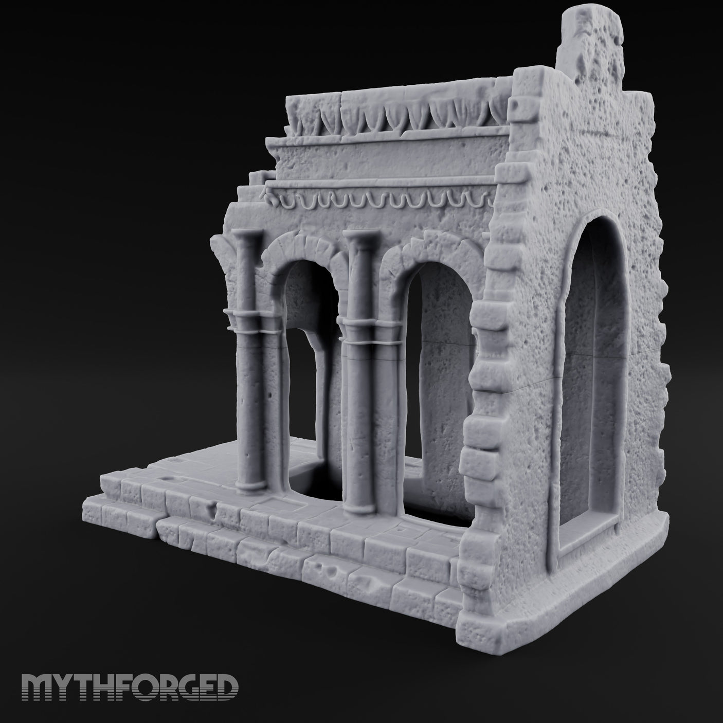 Lintel-Draped Facade-Sheared Temple Gateway Ruins Miniature for Dungeons and Dragons, Pathfinder or other TTRPGs