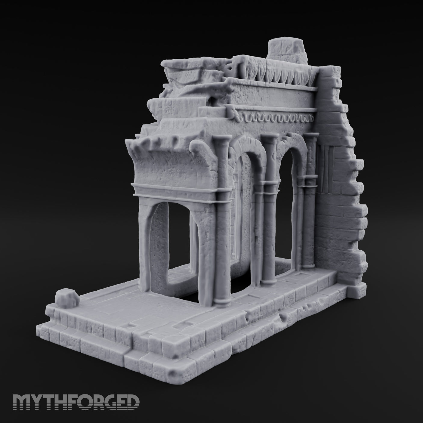 Lintel-Draped Facade-Sheared Temple Gateway Ruins Miniature for Dungeons and Dragons, Pathfinder or other TTRPGs