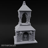 Lion-Carved Arch-Crowned Roadside Shrine Chapel Miniature for Dungeons and Dragons, Pathfinder or other TTRPGs