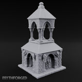 Lion-Carved Arch-Crowned Roadside Shrine Chapel Miniature for Dungeons and Dragons, Pathfinder or other TTRPGs