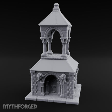 Lion-Carved Arch-Crowned Roadside Shrine Chapel Miniature for Dungeons and Dragons, Pathfinder or other TTRPGs