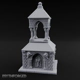 Lion-Carved Arch-Crowned Roadside Shrine Chapel Miniature for Dungeons and Dragons, Pathfinder or other TTRPGs