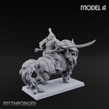 Lion Dog Riding Mounted Thunder Warrior A Miniature for Dungeons and Dragons, Pathfinder or other TTRPGs
