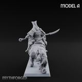 Lion Dog Riding Mounted Thunder Warrior A Miniature for Dungeons and Dragons, Pathfinder or other TTRPGs