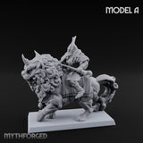 Lion Dog Riding Mounted Thunder Warrior A Miniature for Dungeons and Dragons, Pathfinder or other TTRPGs