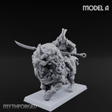 Lion Dog Riding Mounted Thunder Warrior A Miniature for Dungeons and Dragons, Pathfinder or other TTRPGs