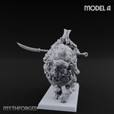 Lion Dog Riding Mounted Thunder Warrior A Miniature for Dungeons and Dragons, Pathfinder or other TTRPGs