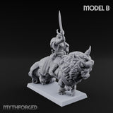 Lion Dog Riding Mounted Thunder Warrior B Miniature for Dungeons and Dragons, Pathfinder or other TTRPGs