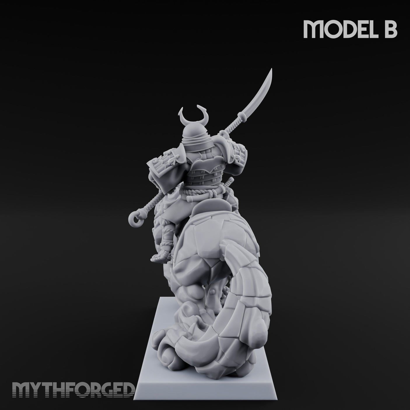 Lion Dog Riding Mounted Thunder Warrior B Miniature for Dungeons and Dragons, Pathfinder or other TTRPGs
