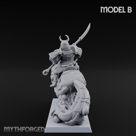 Lion Dog Riding Mounted Thunder Warrior B Miniature for Dungeons and Dragons, Pathfinder or other TTRPGs