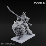 Lion Dog Riding Mounted Thunder Warrior B Miniature for Dungeons and Dragons, Pathfinder or other TTRPGs