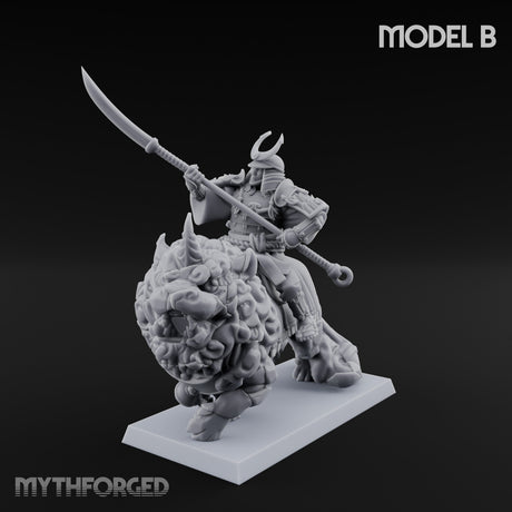 Lion Dog Riding Mounted Thunder Warrior B Miniature for Dungeons and Dragons, Pathfinder or other TTRPGs
