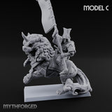 Lion Dog Riding Mounted Thunder Warrior C Miniature for Dungeons and Dragons, Pathfinder or other TTRPGs