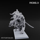 Lion Dog Riding Mounted Thunder Warrior D Miniature for Dungeons and Dragons, Pathfinder or other TTRPGs