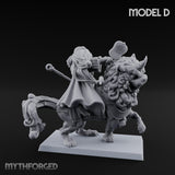 Lion Dog Riding Mounted Thunder Warrior D Miniature for Dungeons and Dragons, Pathfinder or other TTRPGs