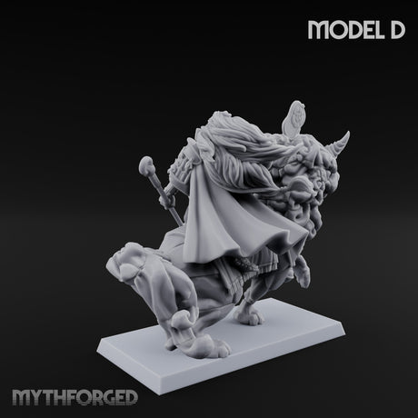 Lion Dog Riding Mounted Thunder Warrior D Miniature for Dungeons and Dragons, Pathfinder or other TTRPGs