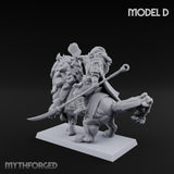 Lion Dog Riding Mounted Thunder Warrior D Miniature for Dungeons and Dragons, Pathfinder or other TTRPGs
