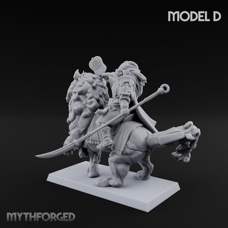 Lion Dog Riding Mounted Thunder Warrior D Miniature for Dungeons and Dragons, Pathfinder or other TTRPGs