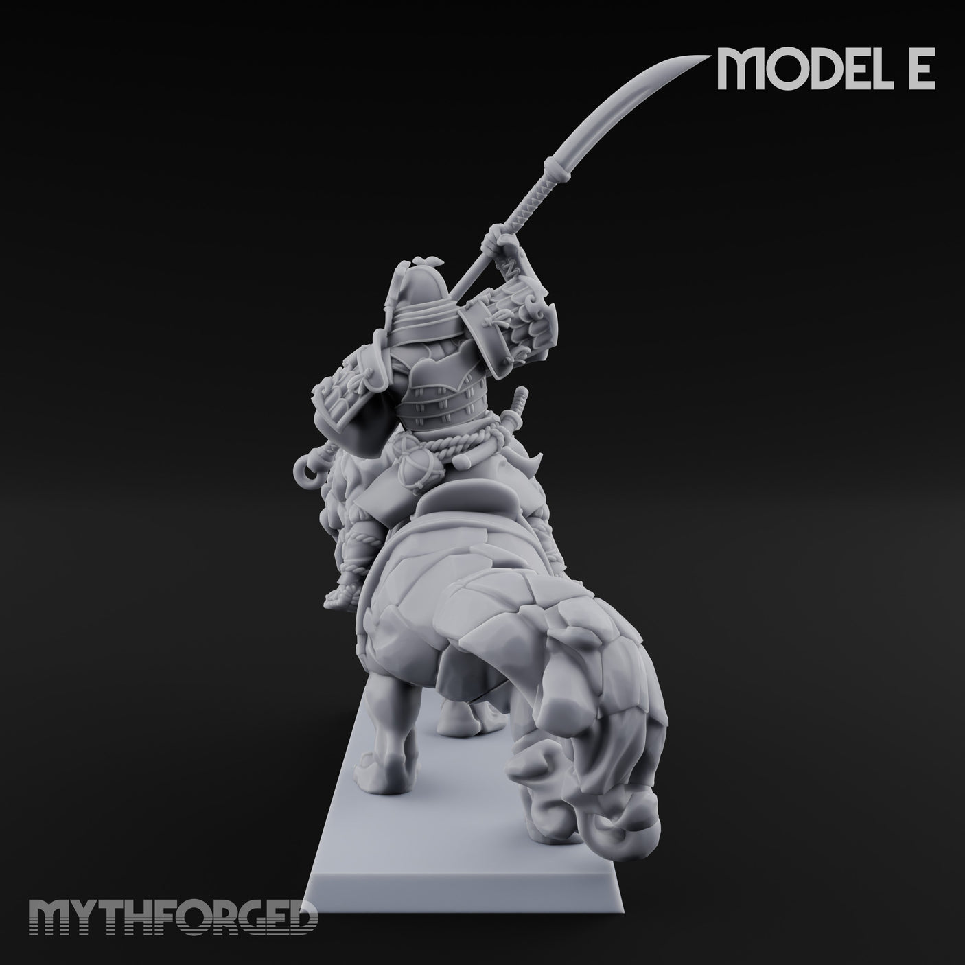 Lion Dog Riding Mounted Thunder Warrior E Miniature for Dungeons and Dragons, Pathfinder or other TTRPGs