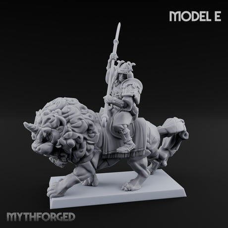 Lion Dog Riding Mounted Thunder Warrior E Miniature for Dungeons and Dragons, Pathfinder or other TTRPGs