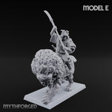 Lion Dog Riding Mounted Thunder Warrior E Miniature for Dungeons and Dragons, Pathfinder or other TTRPGs