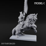 Lion Dog Riding Mounted Thunder Warriors Miniature for Dungeons and Dragons, Pathfinder or other TTRPGs