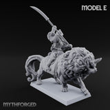 Lion Dog Riding Mounted Thunder Warriors Miniature for Dungeons and Dragons, Pathfinder or other TTRPGs