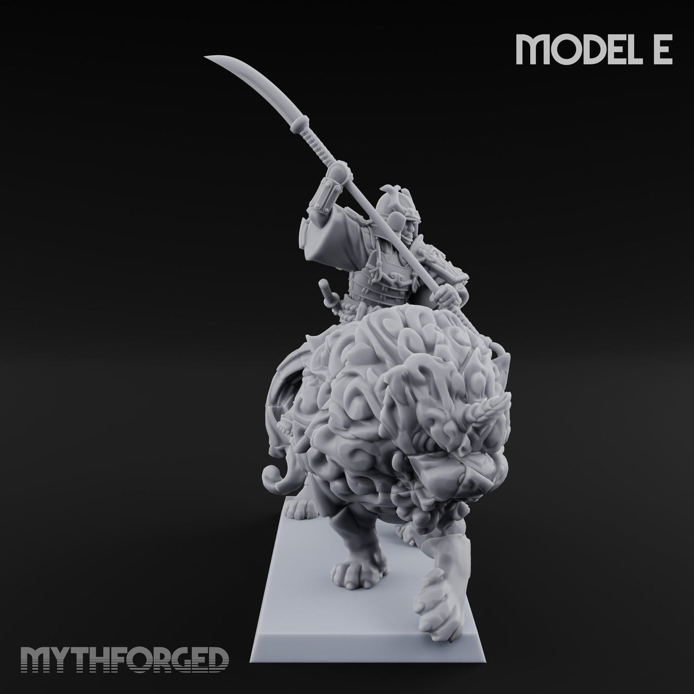 Lion Dog Riding Mounted Thunder Warriors Miniature for Dungeons and Dragons, Pathfinder or other TTRPGs