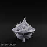 Log-Fueled Diamond-Banded Fire Brazier Miniature for Dungeons and Dragons, Pathfinder or other TTRPGs