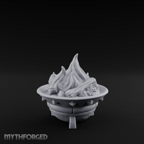 Log-Fueled Diamond-Banded Fire Brazier Miniature for Dungeons and Dragons, Pathfinder or other TTRPGs