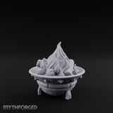 Log-Fueled Diamond-Banded Fire Brazier Miniature for Dungeons and Dragons, Pathfinder or other TTRPGs