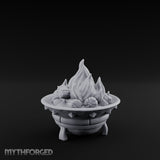 Log-Fueled Diamond-Banded Fire Brazier Miniature for Dungeons and Dragons, Pathfinder or other TTRPGs