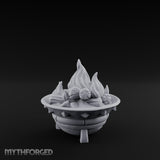 Log-Fueled Diamond-Banded Fire Brazier Miniature for Dungeons and Dragons, Pathfinder or other TTRPGs