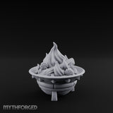 Log-Fueled Diamond-Banded Fire Brazier Miniature for Dungeons and Dragons, Pathfinder or other TTRPGs