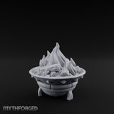 Log-Fueled Diamond-Banded Fire Brazier Miniature for Dungeons and Dragons, Pathfinder or other TTRPGs