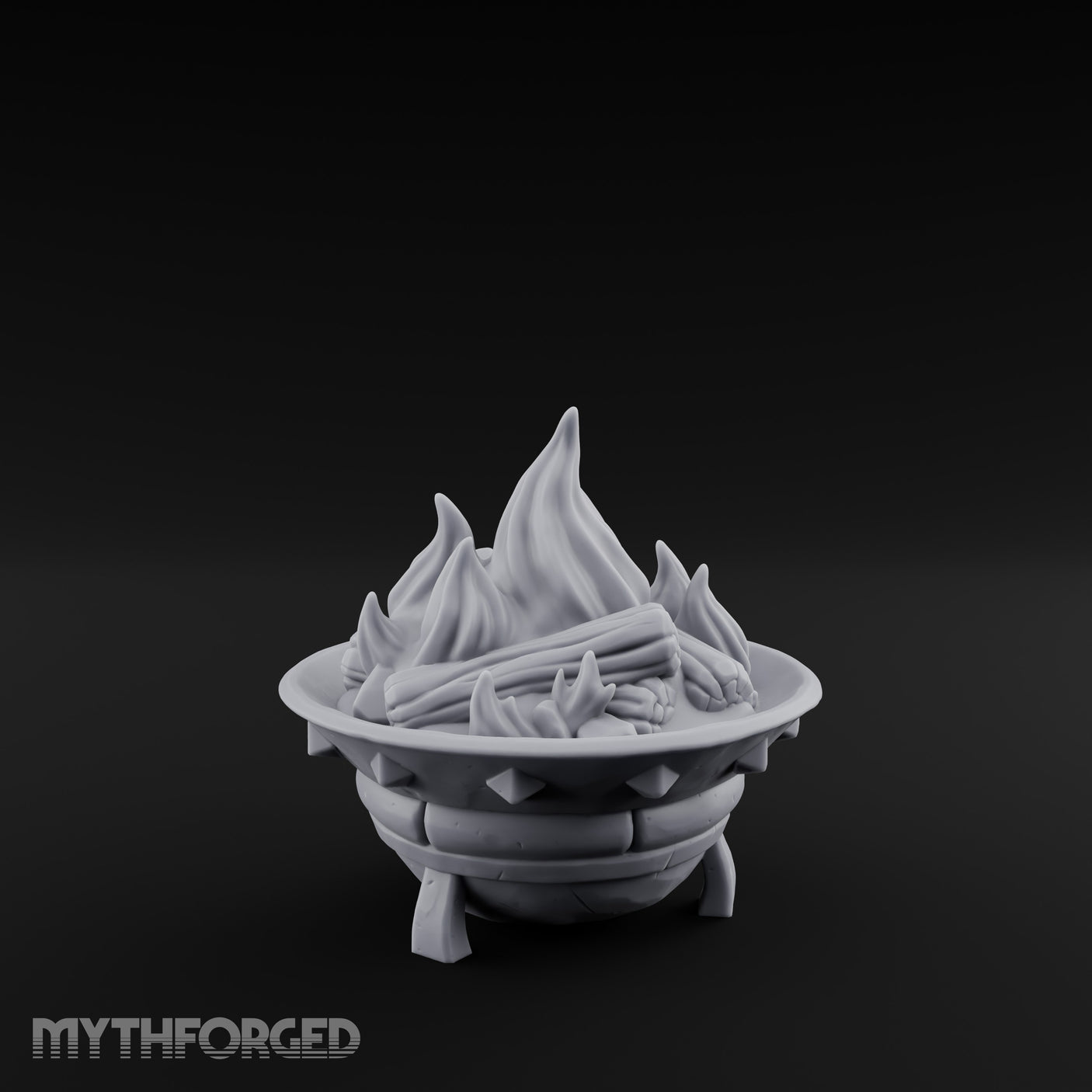 Log-Fueled Diamond-Banded Fire Brazier Miniature for Dungeons and Dragons, Pathfinder or other TTRPGs