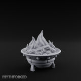 Log-Fueled Diamond-Banded Fire Brazier Miniature for Dungeons and Dragons, Pathfinder or other TTRPGs