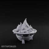 Log-Fueled Diamond-Banded Fire Brazier Miniature for Dungeons and Dragons, Pathfinder or other TTRPGs