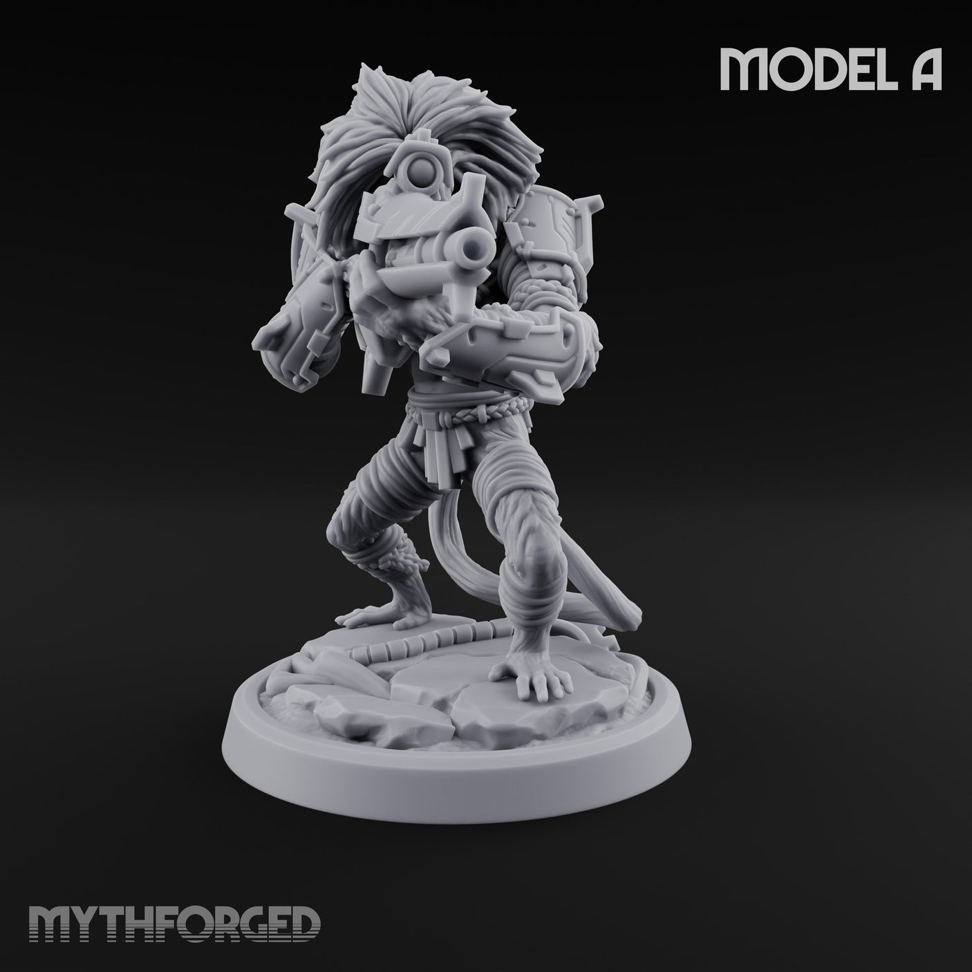 Long Rifle Prowling Simian Sniper A Miniature for Dungeons and Dragons, Pathfinder or other TTRPGs