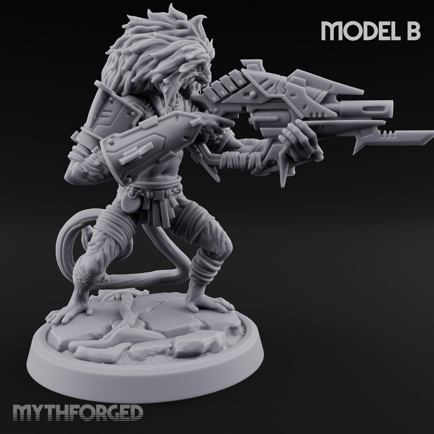 Long Rifle Prowling Simian Sniper B Miniature for Dungeons and Dragons, Pathfinder or other TTRPGs