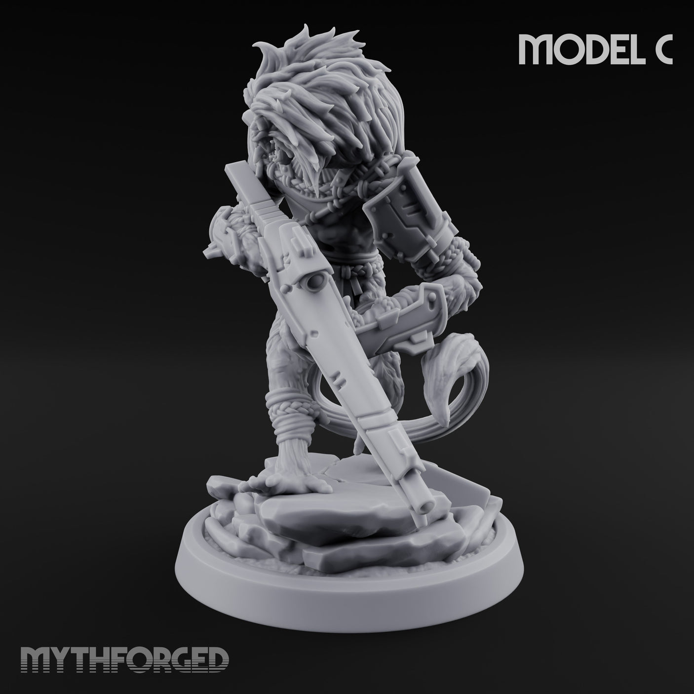 Long Rifle Prowling Simian Sniper C Miniature for Dungeons and Dragons, Pathfinder or other TTRPGs