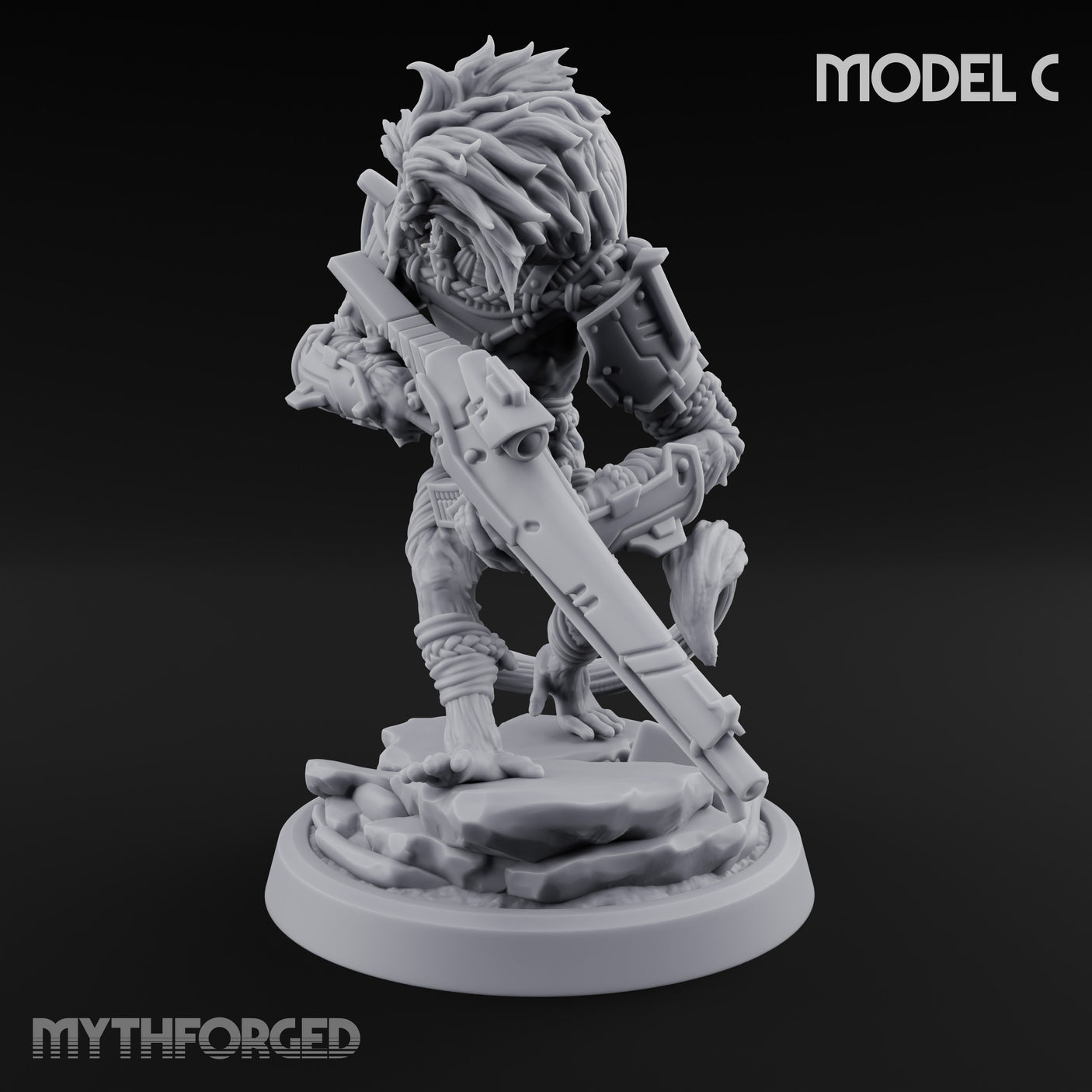 Long Rifle Prowling Simian Sniper C Miniature for Dungeons and Dragons, Pathfinder or other TTRPGs
