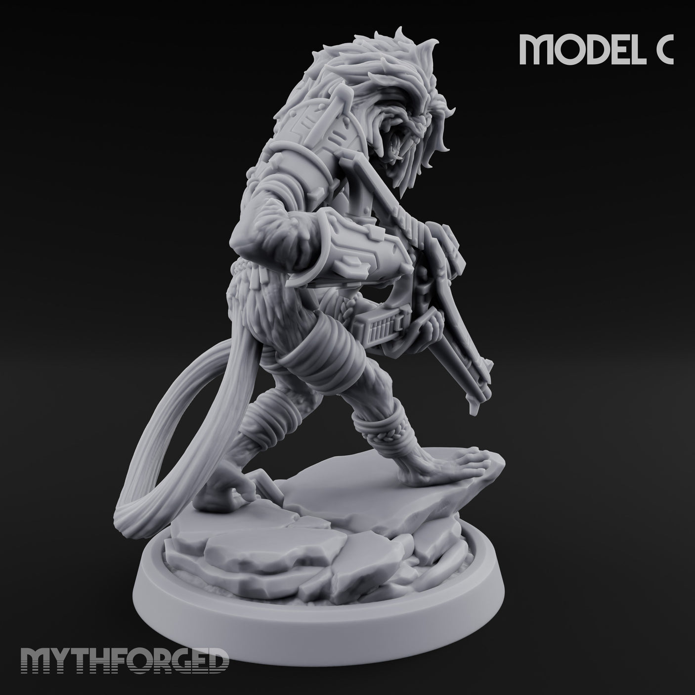 Long Rifle Prowling Simian Sniper C Miniature for Dungeons and Dragons, Pathfinder or other TTRPGs