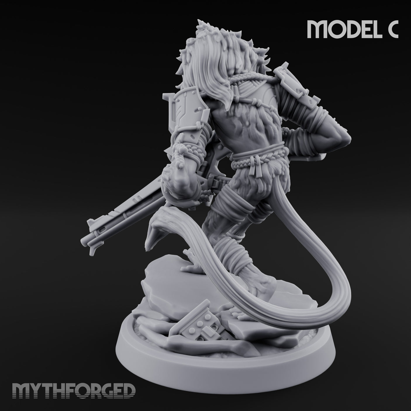 Long Rifle Prowling Simian Sniper C Miniature for Dungeons and Dragons, Pathfinder or other TTRPGs