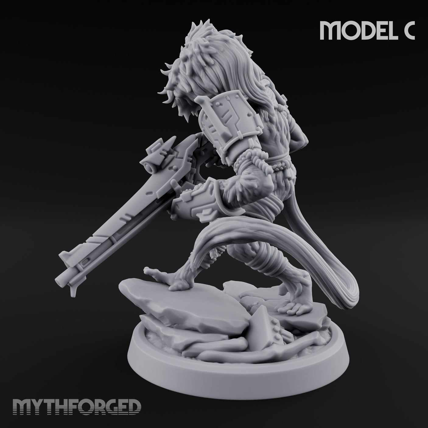 Long Rifle Prowling Simian Sniper C Miniature for Dungeons and Dragons, Pathfinder or other TTRPGs