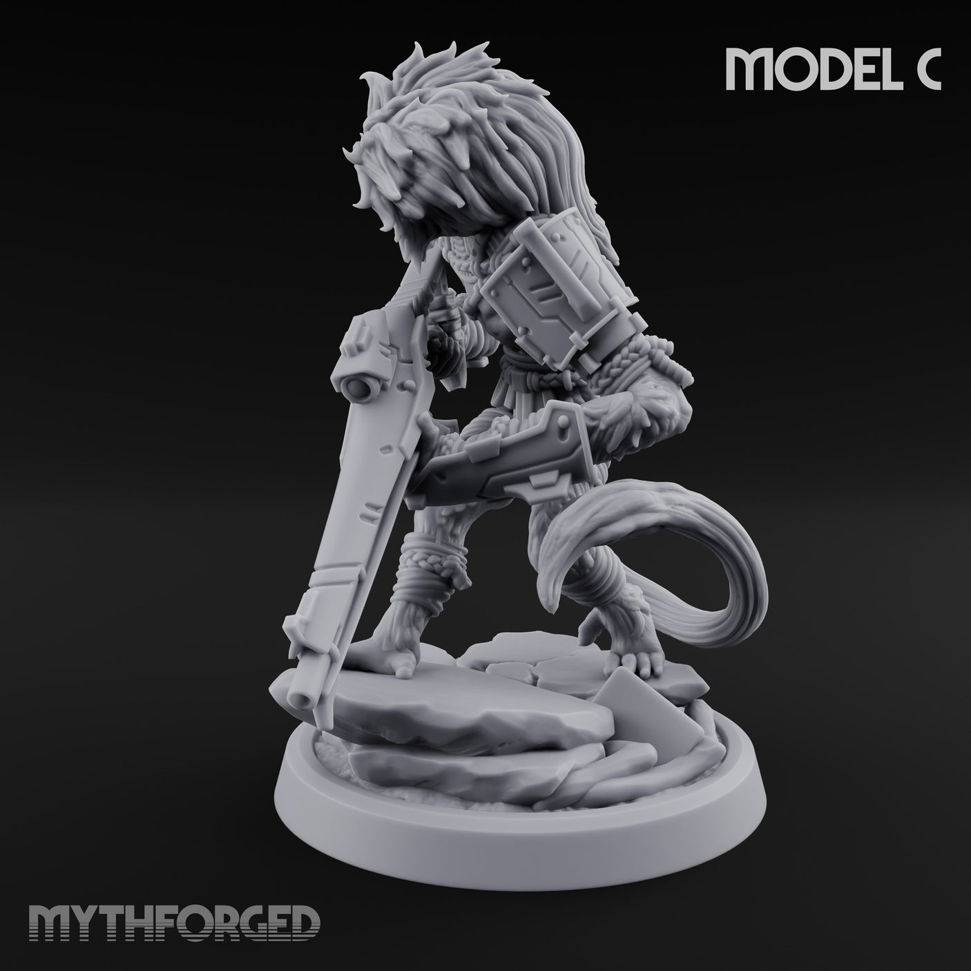Long Rifle Prowling Simian Sniper C Miniature for Dungeons and Dragons, Pathfinder or other TTRPGs