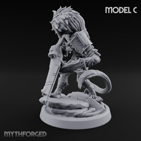 Long Rifle Prowling Simian Sniper C Miniature for Dungeons and Dragons, Pathfinder or other TTRPGs