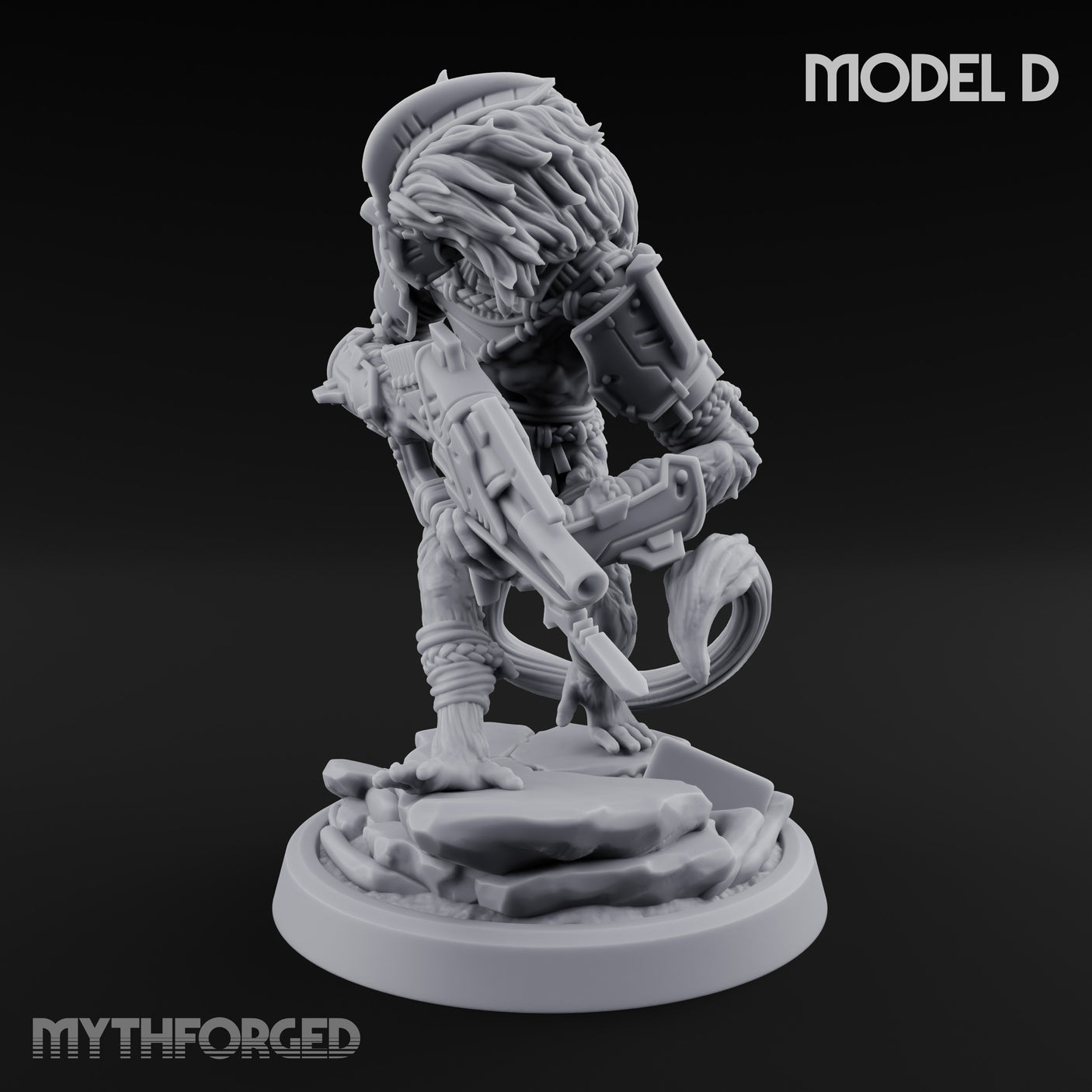 Long Rifle Prowling Simian Sniper D Miniature for Dungeons and Dragons, Pathfinder or other TTRPGs