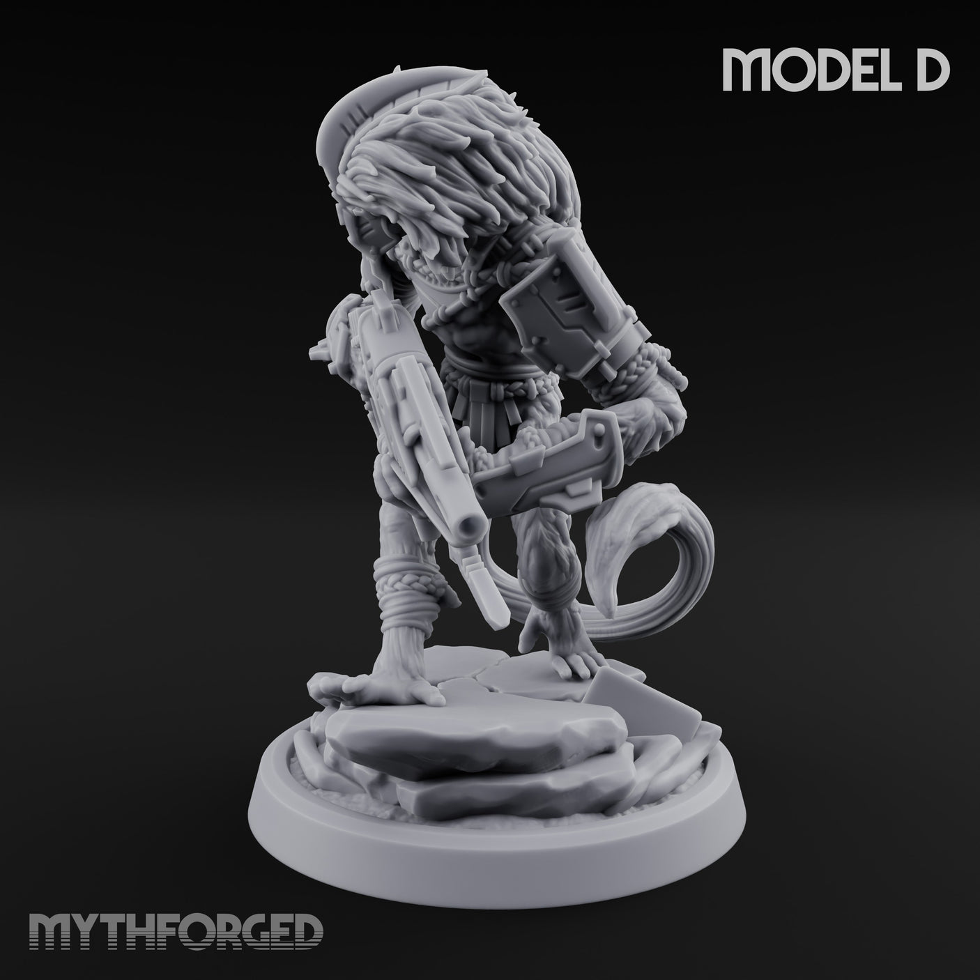 Long Rifle Prowling Simian Sniper D Miniature for Dungeons and Dragons, Pathfinder or other TTRPGs