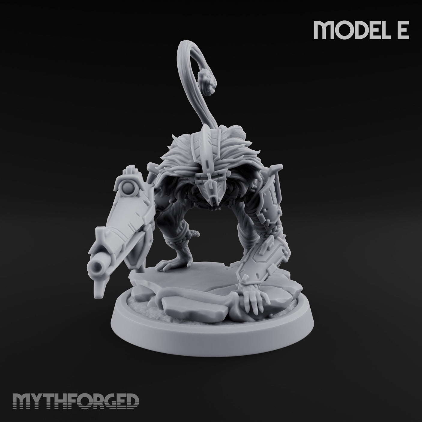Long Rifle Prowling Simian Sniper E Miniature for Dungeons and Dragons, Pathfinder or other TTRPGs